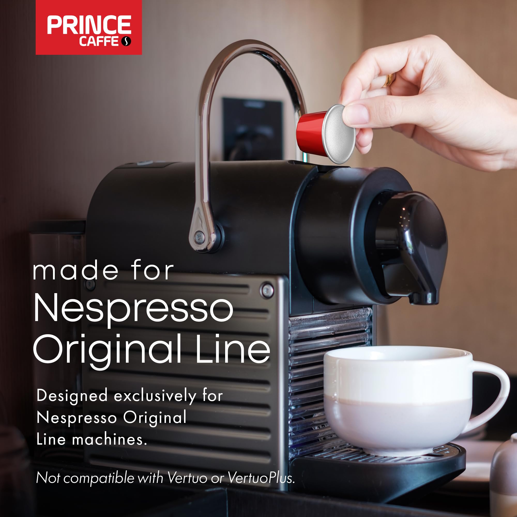 Doomi Prince Caffe Espresso pod crema with nuanced notes.