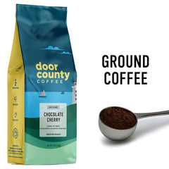 Door County Coffee air-roasted beans in a bag highlighting even roast