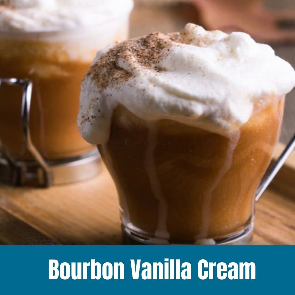 Pouring Door County Coffee Bourbon Vanilla Cream releases a creamy aroma.
