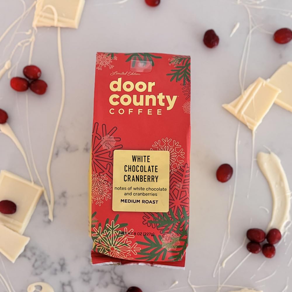Door County Coffee brewed cup highlights creamy sweetness and cranberry notes.
