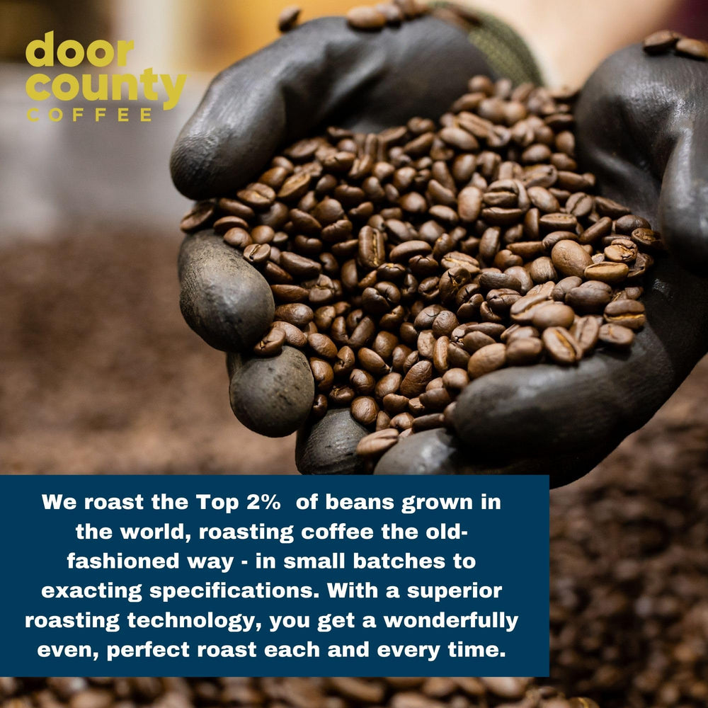 Door County Coffee ready to brew whole bean for drip or French press.