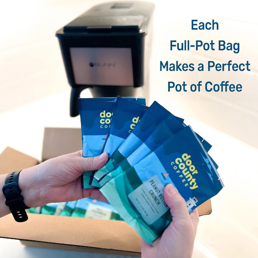 Door County Coffee Sampler Bourbon Vanilla Cream bag delivers smooth, dessert-inspired notes.