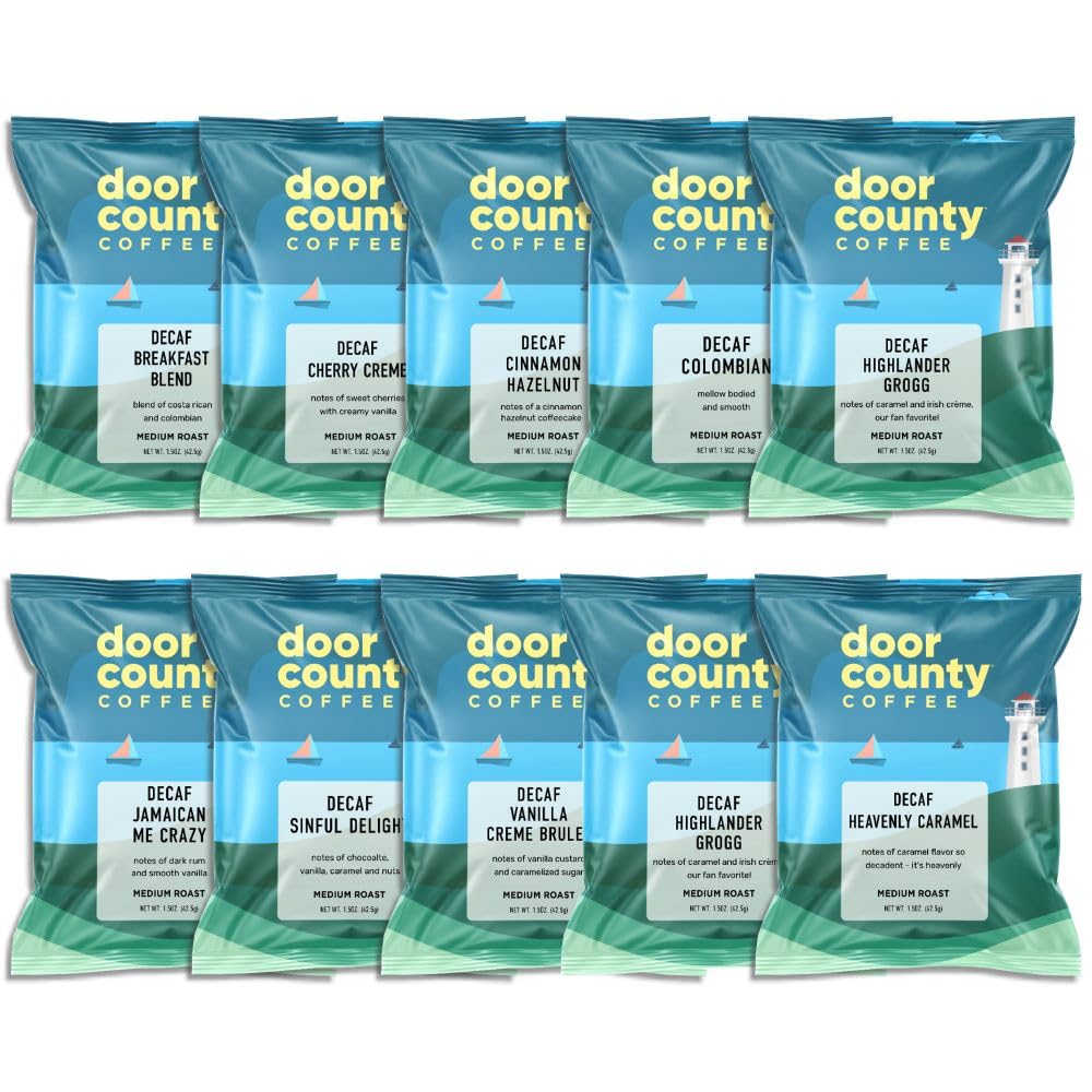 Door County Coffee sampler box front view for gifting and flavor exploration.