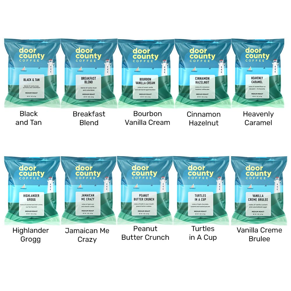 Door County Coffee Sampler Breakfast Blend bag ideal for a bright start.