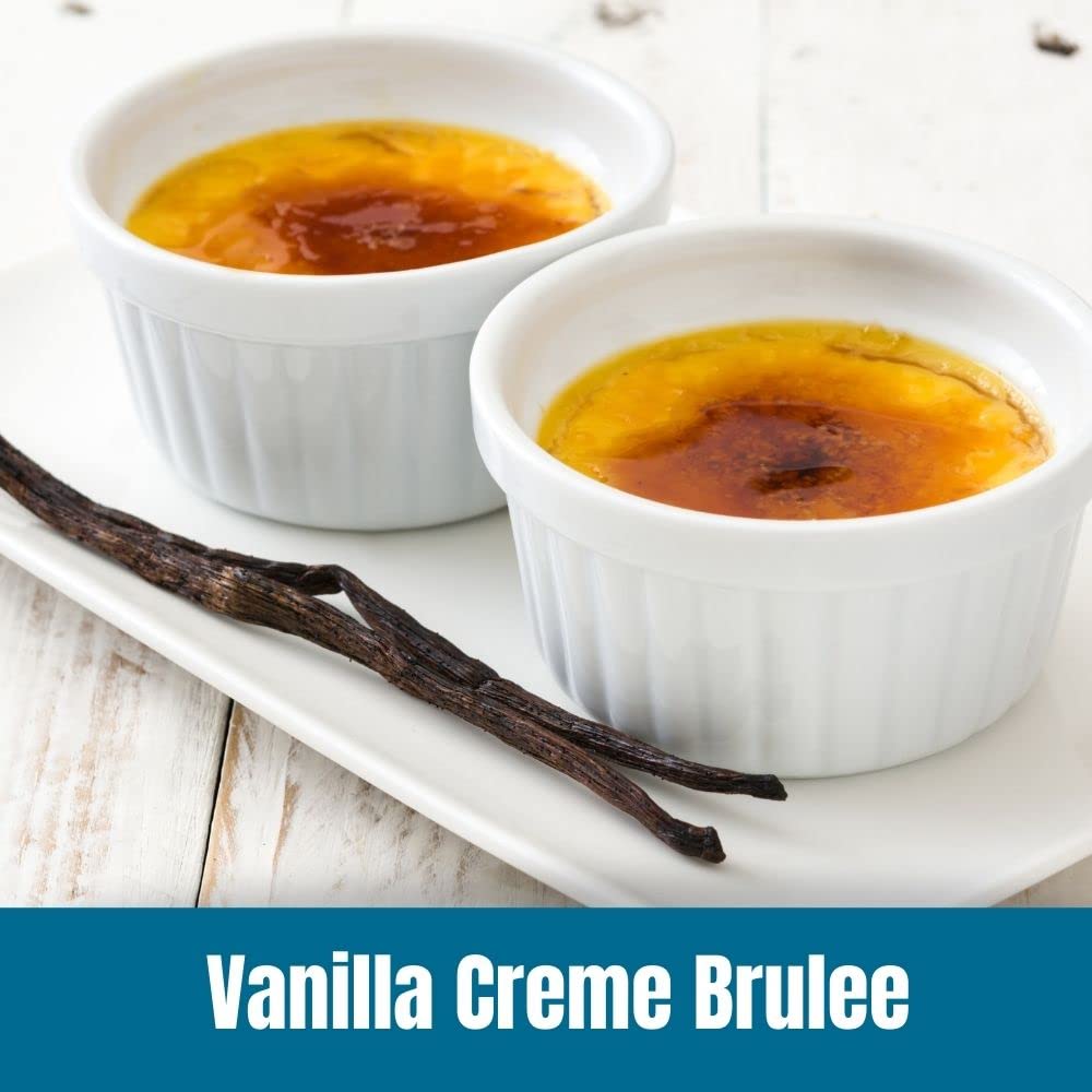 Door County Vanilla Creme Brulee Decaf label close-up highlighting premium labeling.