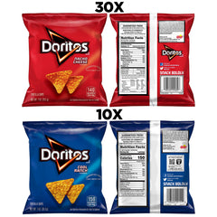 Doritos Favorites Variety Pack front view shows two bold flavors for snack time variety.