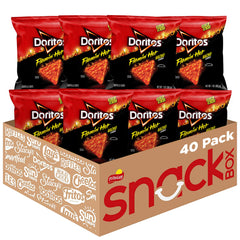 Doritos Flamin' Hot Nacho bags offer bold flavor for on-the-go snacking.