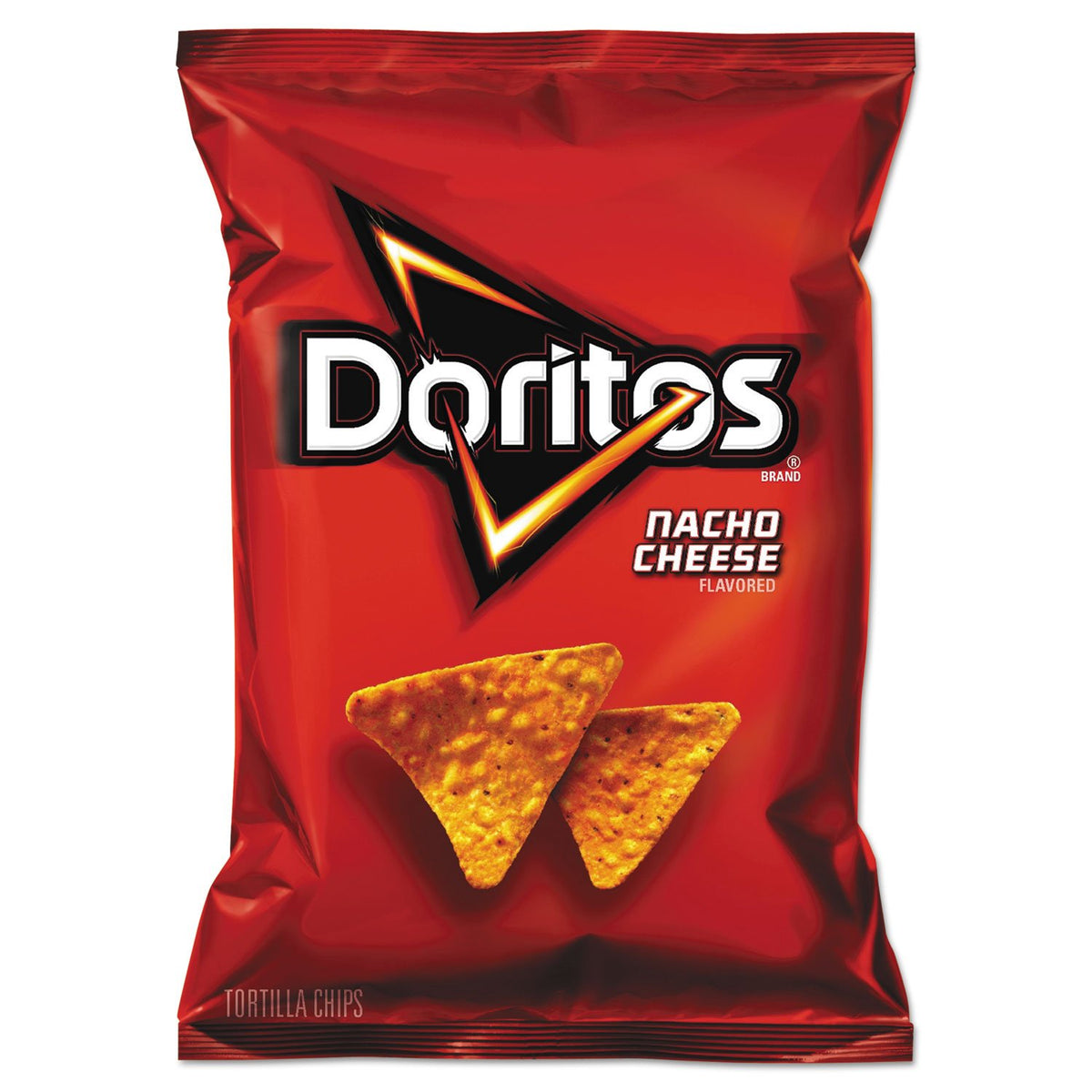 Doritos Nacho Cheese chips in a 64-pack bag, ideal for gatherings and snack time.