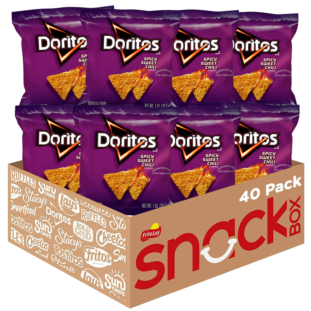Doritos Spicy Sweet Chili bag-1oz close-up highlights convenient on-the-go snacking.