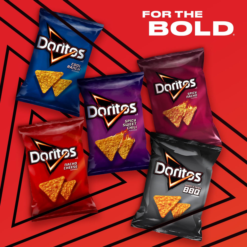 Spicy Sweet Chili Doritos bags emphasize bold heat and glossy flavor.