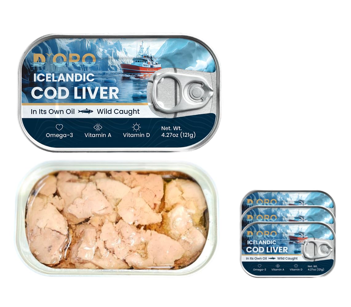 D'ORO Icelandic cod liver in own oil pack shows silky texture for refined tasting