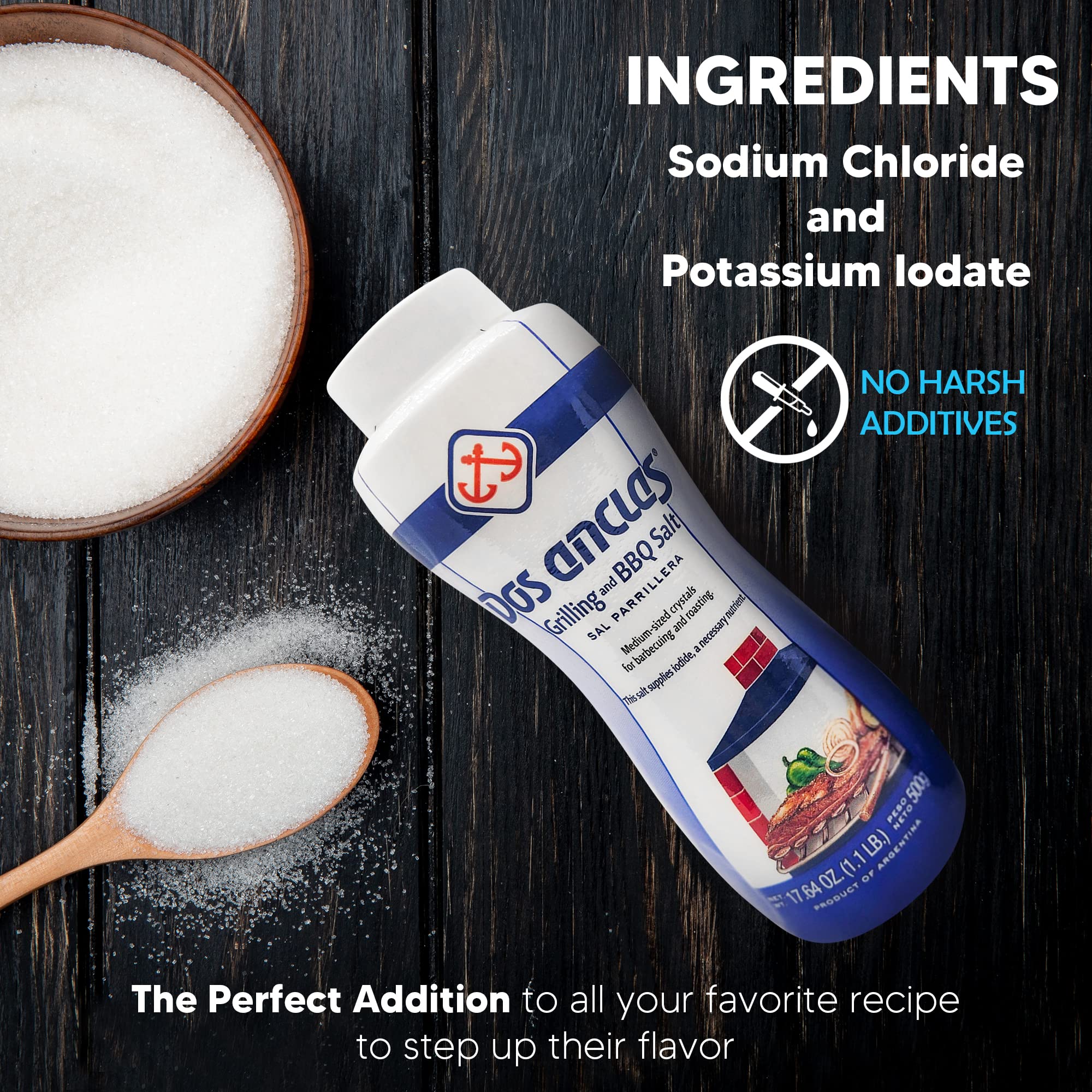 Grilling meat with Dos Anclas Sal Parrillera seasoning improves adhesion