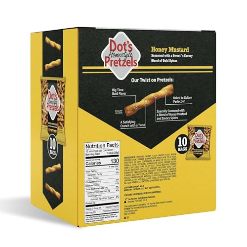 Opening Dot's honey mustard pretzels bag to pour into a bowl for sharing