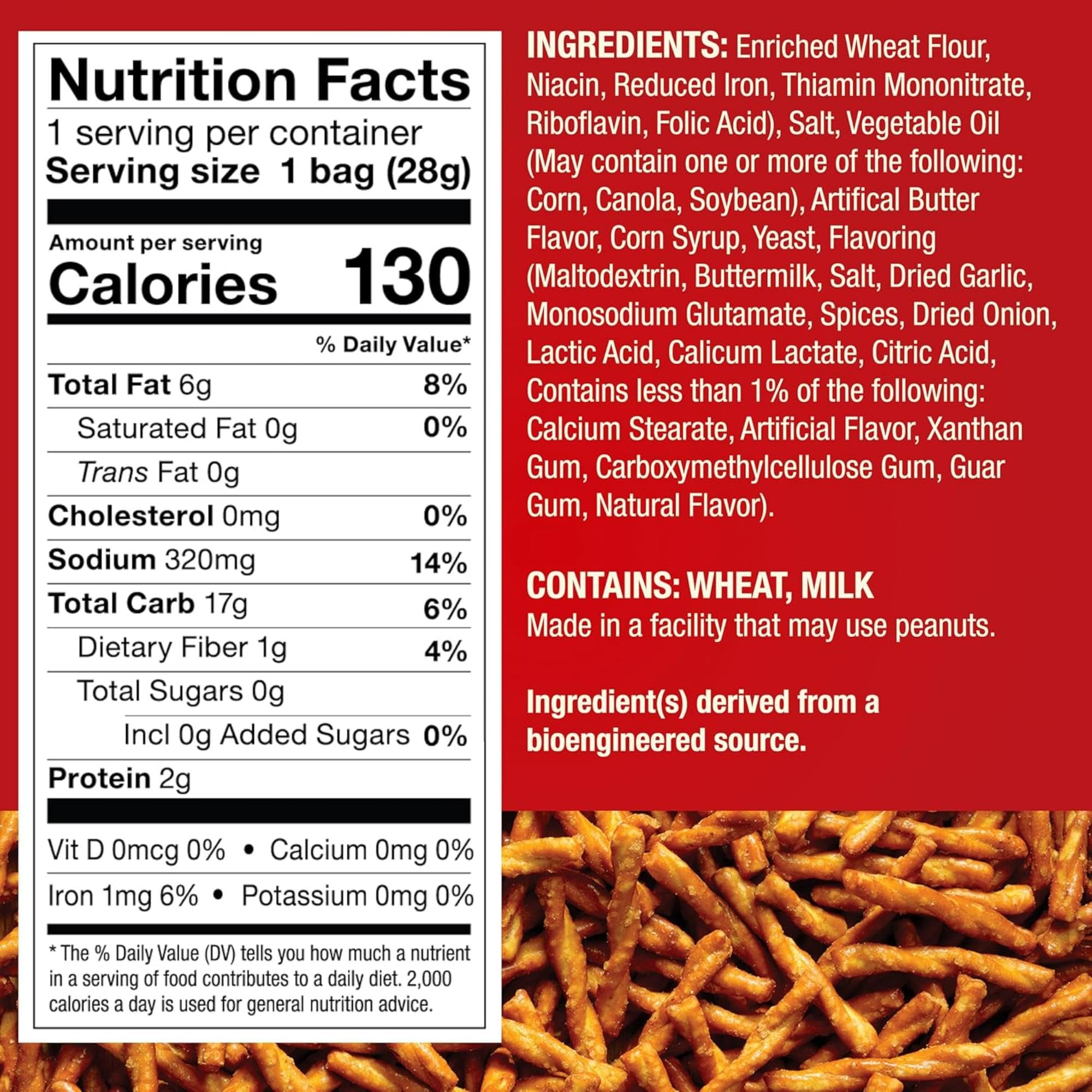 Close-up of Dot's Homestyle Pretzels seasoning showing bold flavor.