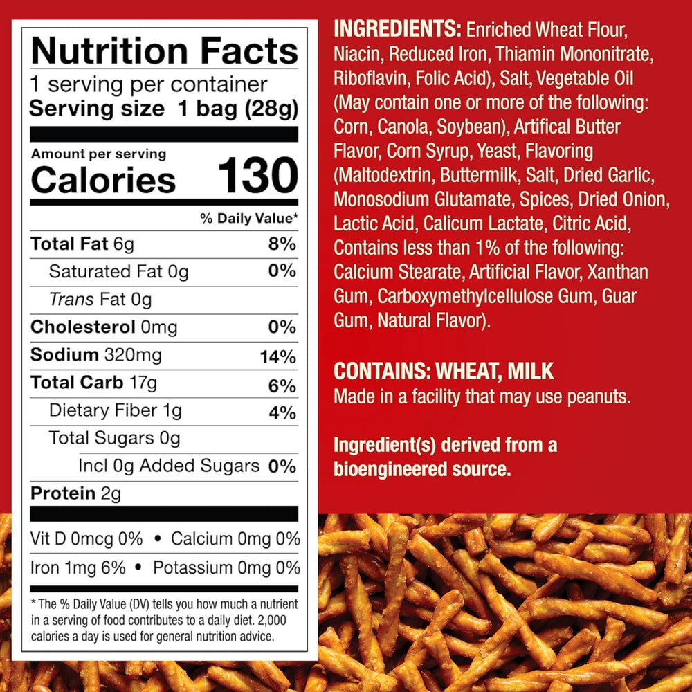 Close-up of Dot's Homestyle Pretzels seasoning showing bold flavor.
