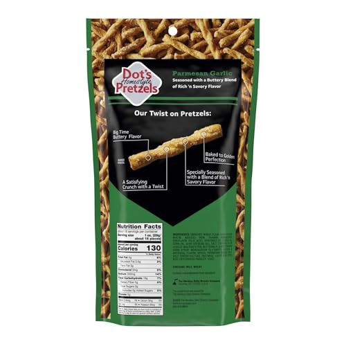 Dot's Parmesan Garlic Pretzel Twists sprinkled with spices for party appetizers.