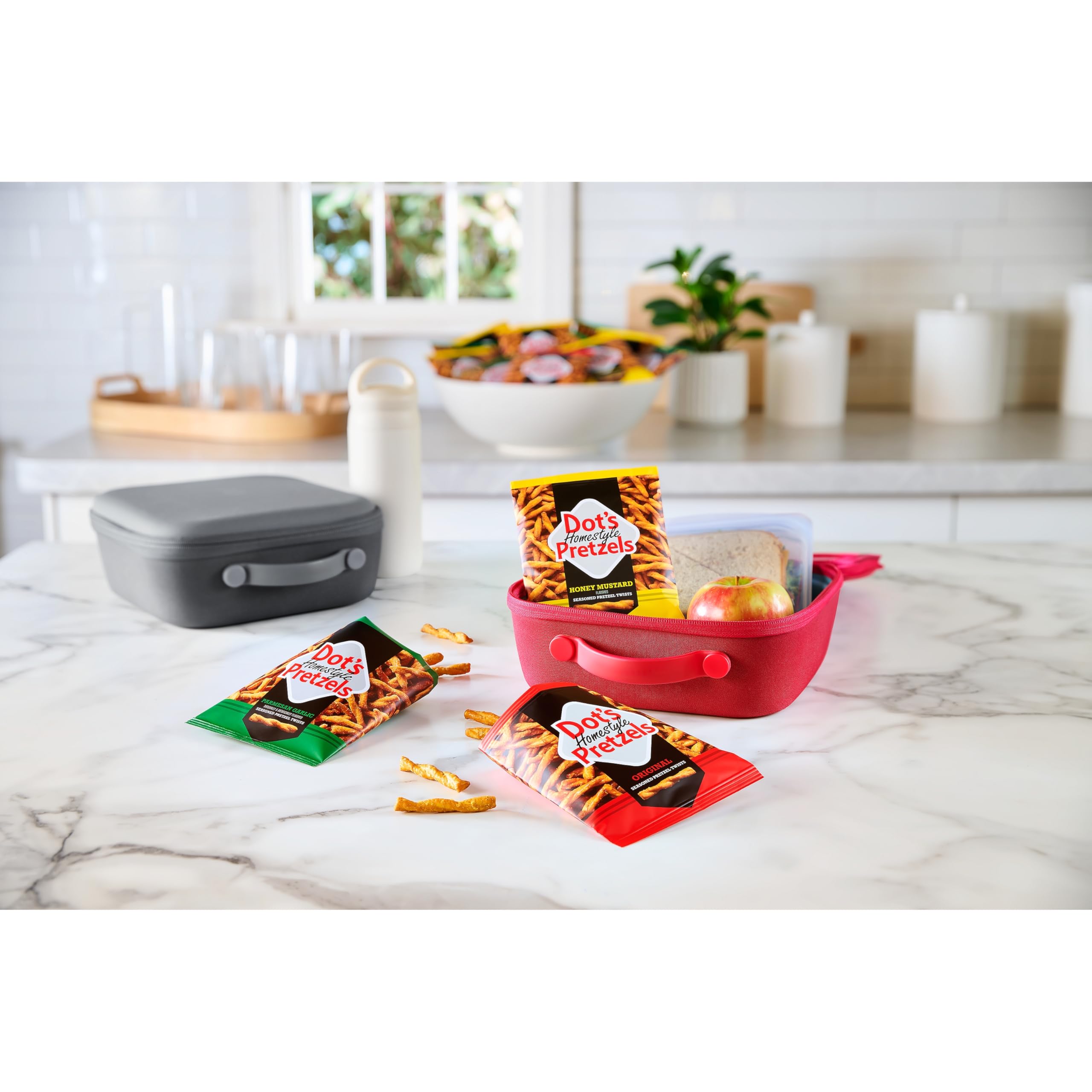 Dot's Homestyle Pretzels on a snack spread, great for parties