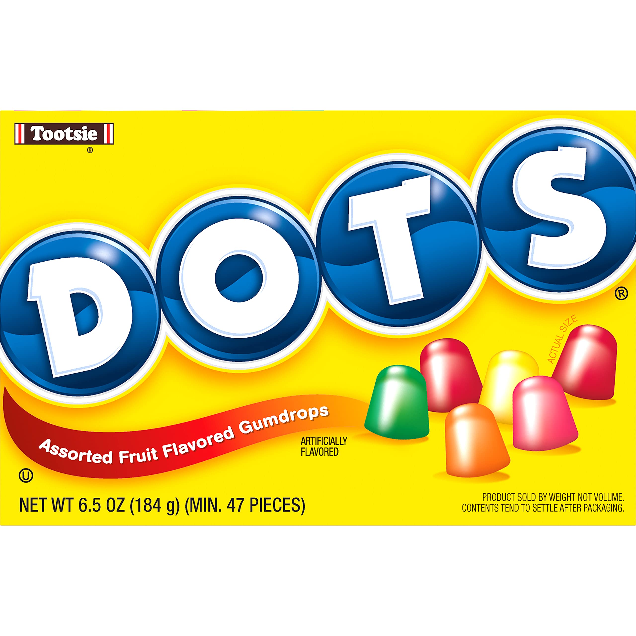 Theater box packaging of DOTS, convenient 4-pack for sharing.