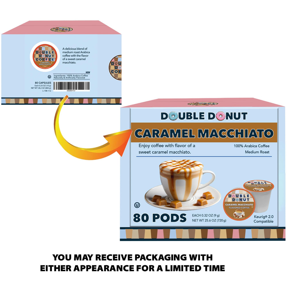 Double Donut Caramel Macchiato pods mug-hero convey a comforting café-at-home moment