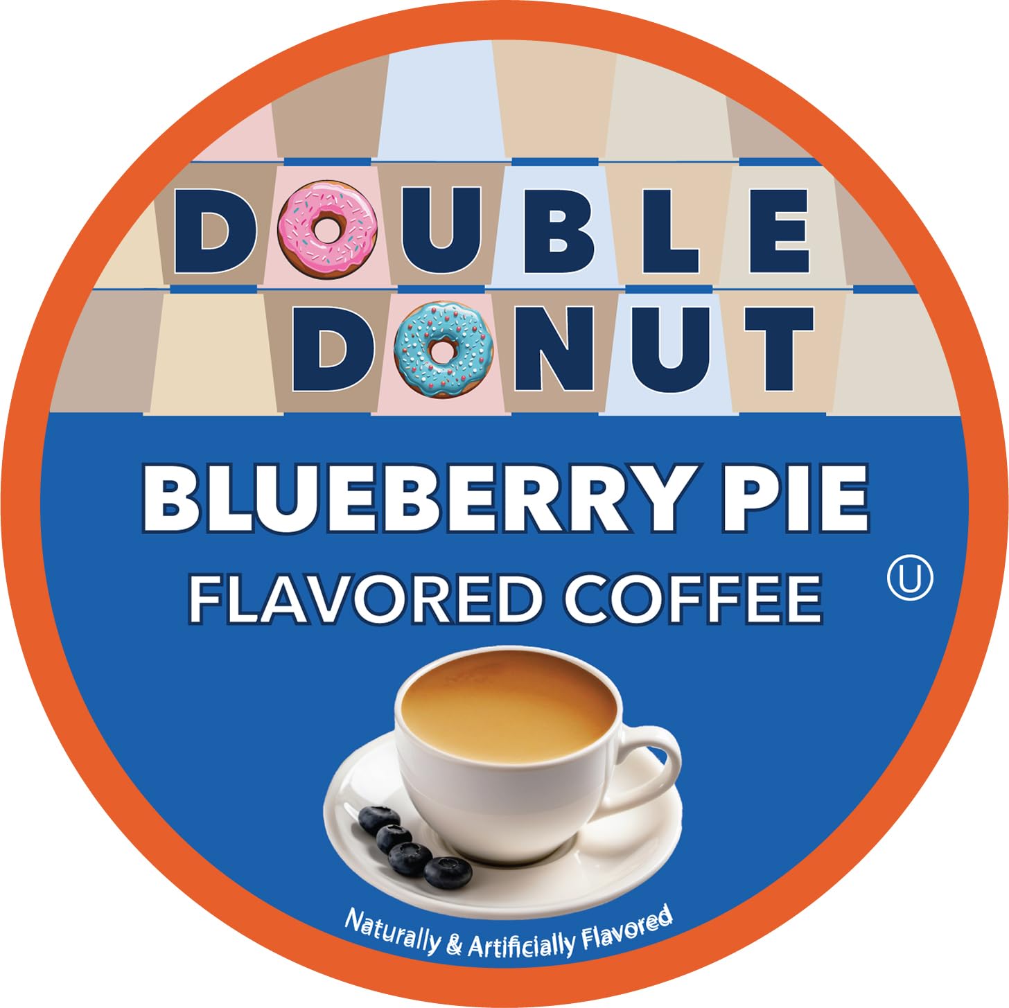 Double Donut Coffee Blueberry Pie pod box packaging for easy storage.