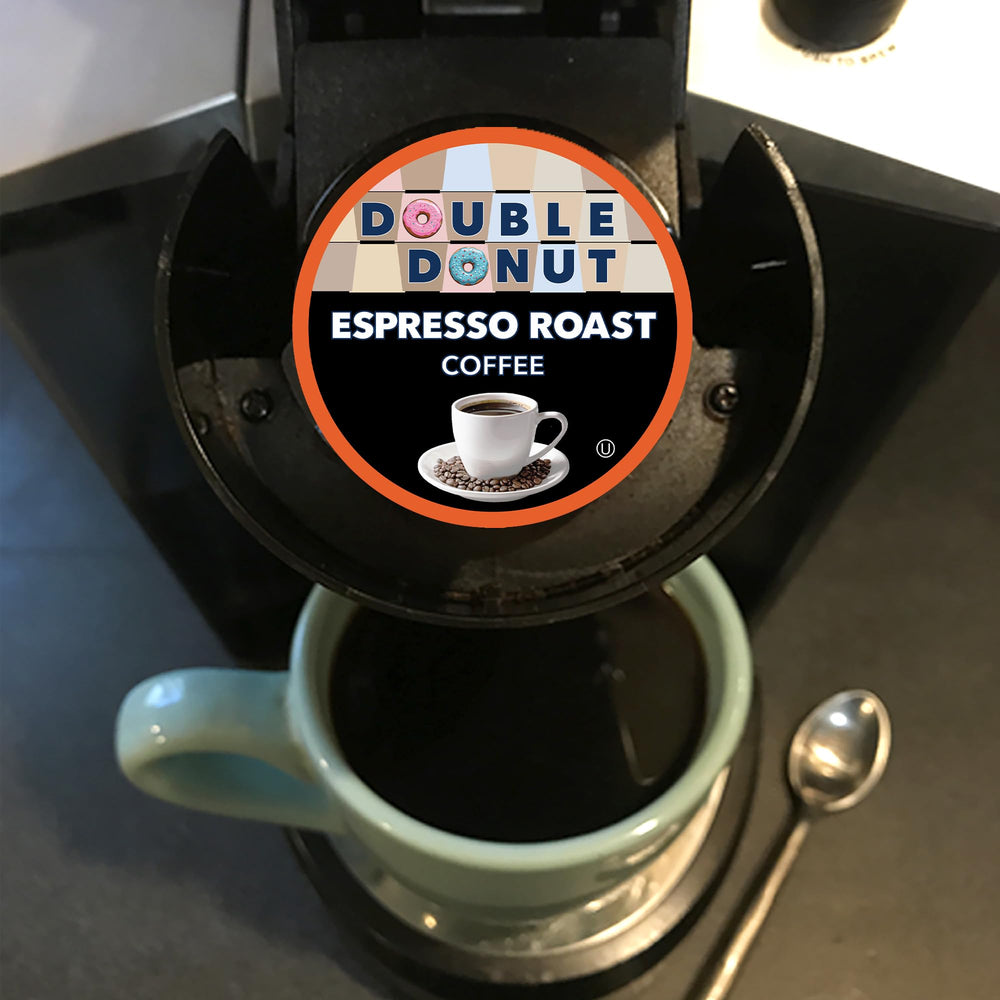 Office breakroom setup with 80-pack espresso pods for hosting guests.