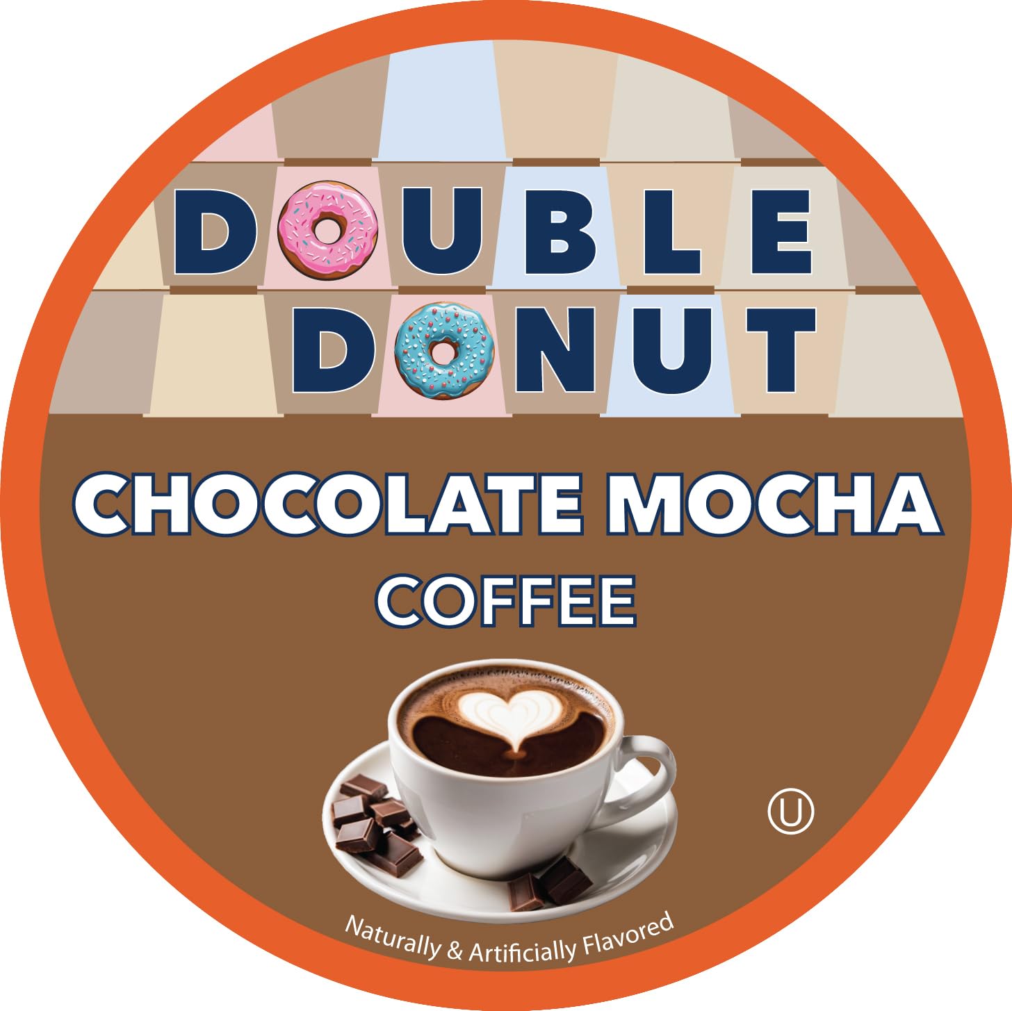 Keurig-compatible Double Donut Mocha pod brewing in a brewer for fast coffee.