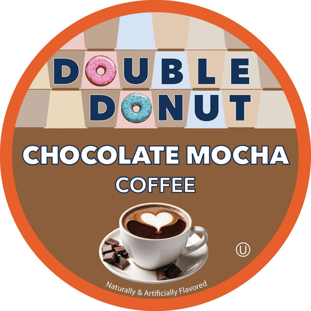 Keurig-compatible Double Donut Mocha pod brewing in a brewer for fast coffee.