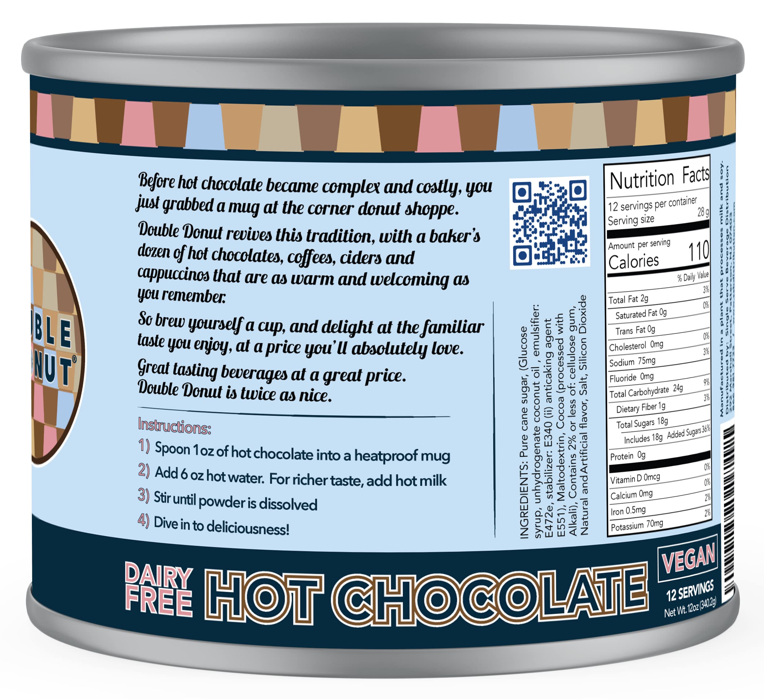 Steaming cup of Double Donut Coffee dairy-free hot chocolate for a comforting break