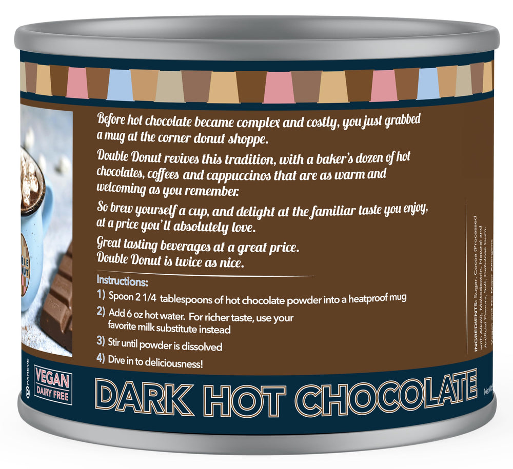 Pouring Double Donut Coffee hot cocoa into a mug reveals a rich, comforting aroma.