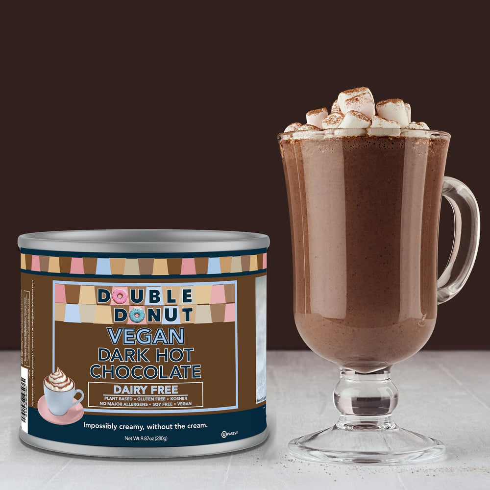 Whipped cream topping on Double Donut Coffee hot cocoa creates a decadent finish.
