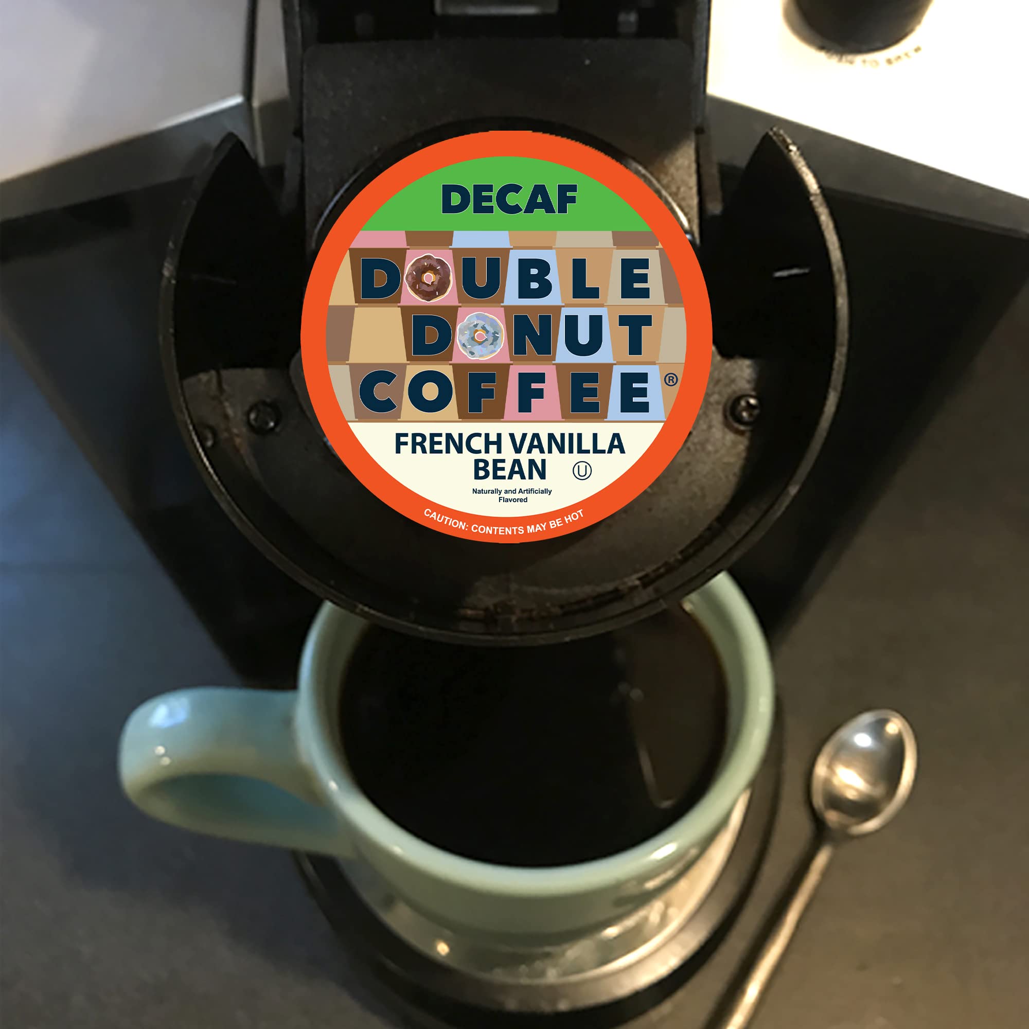 Double Donut Coffee decaf arabica pods for balanced mid-day coffee