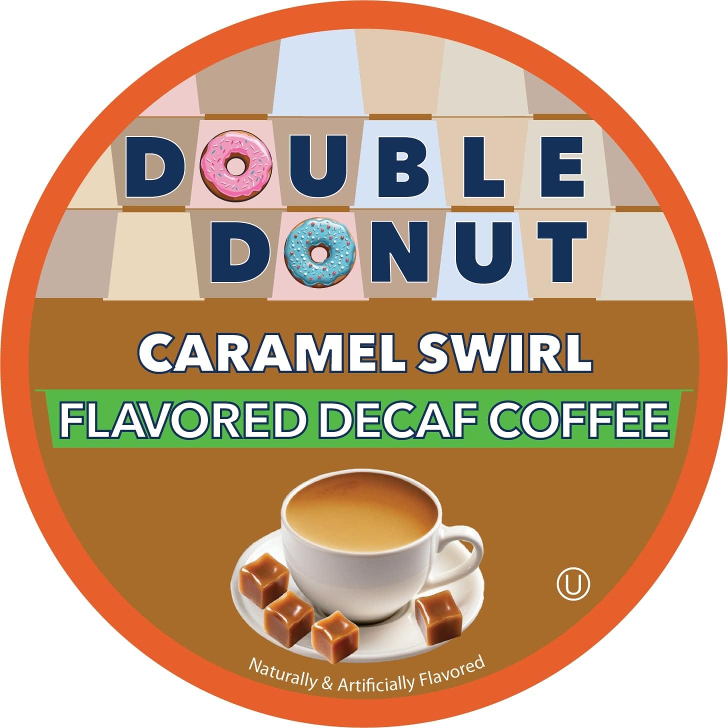 Double Donut Coffee decaf medium roast K-Cup for a smooth, caffeine-free morning.