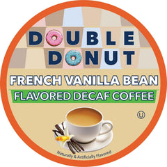 Close-up of Double Donut Coffee decaf vanilla bean pod, emphasizing premium arabica beans and smooth flavor.