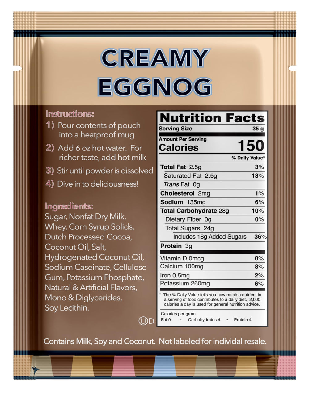 Closeup of Double Donut Coffee eggnog flavor in cocoa powder.