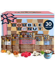 Double Donut Coffee flavored hot cocoa variety pack front view for cozy evenings.
