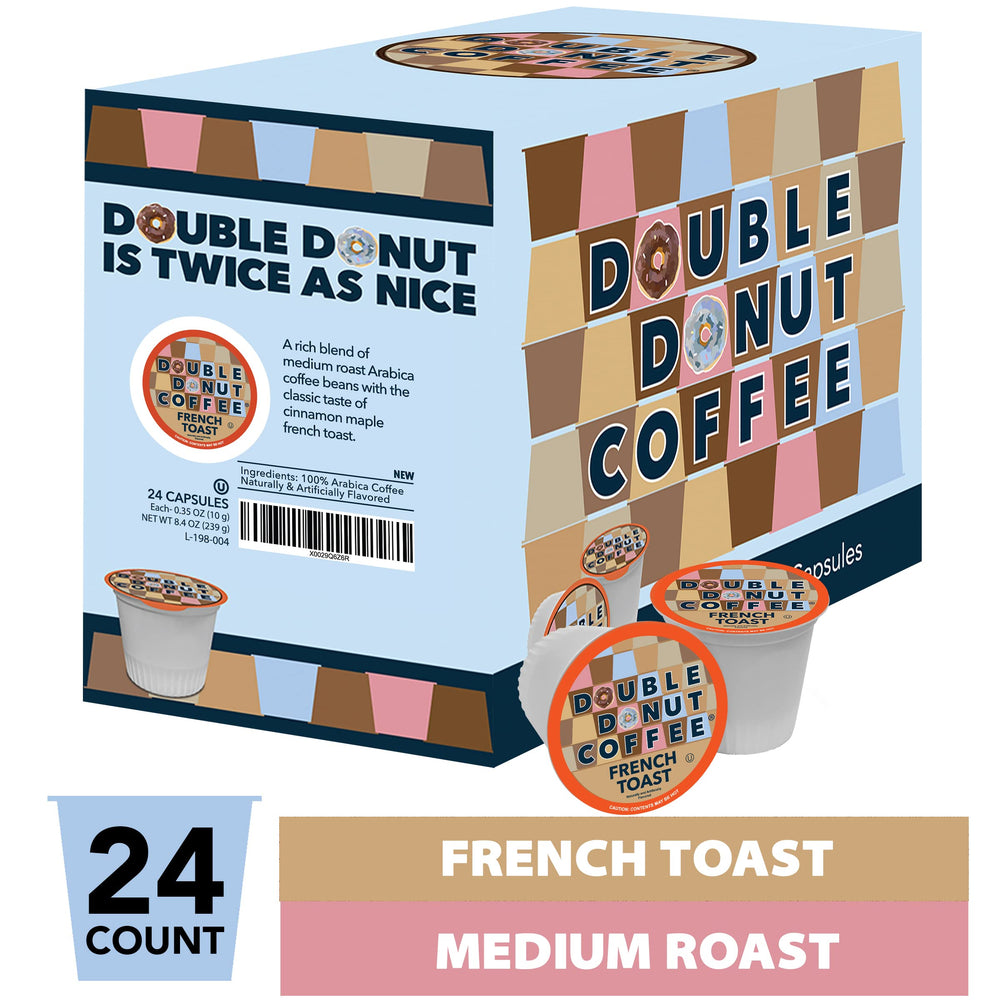 Close-up of Double Donut French Toast pod, showcasing rich aroma for home brewing.