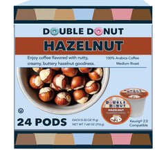 Double Donut Hazelnut pods pack front, recyclable single-serve convenience.