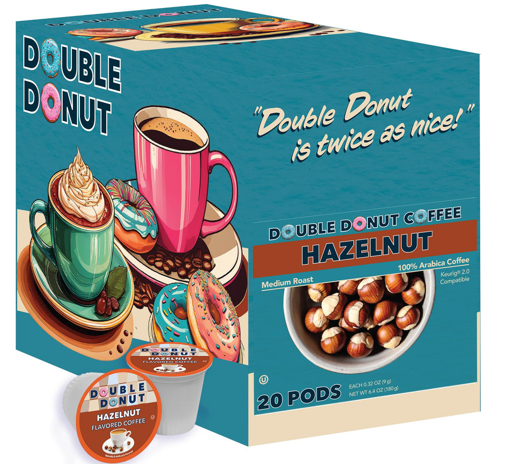Packaging of Double Donut Hazelnut pods for office use