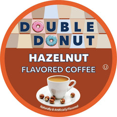 Steaming cup of hazelnut coffee from Double Donut