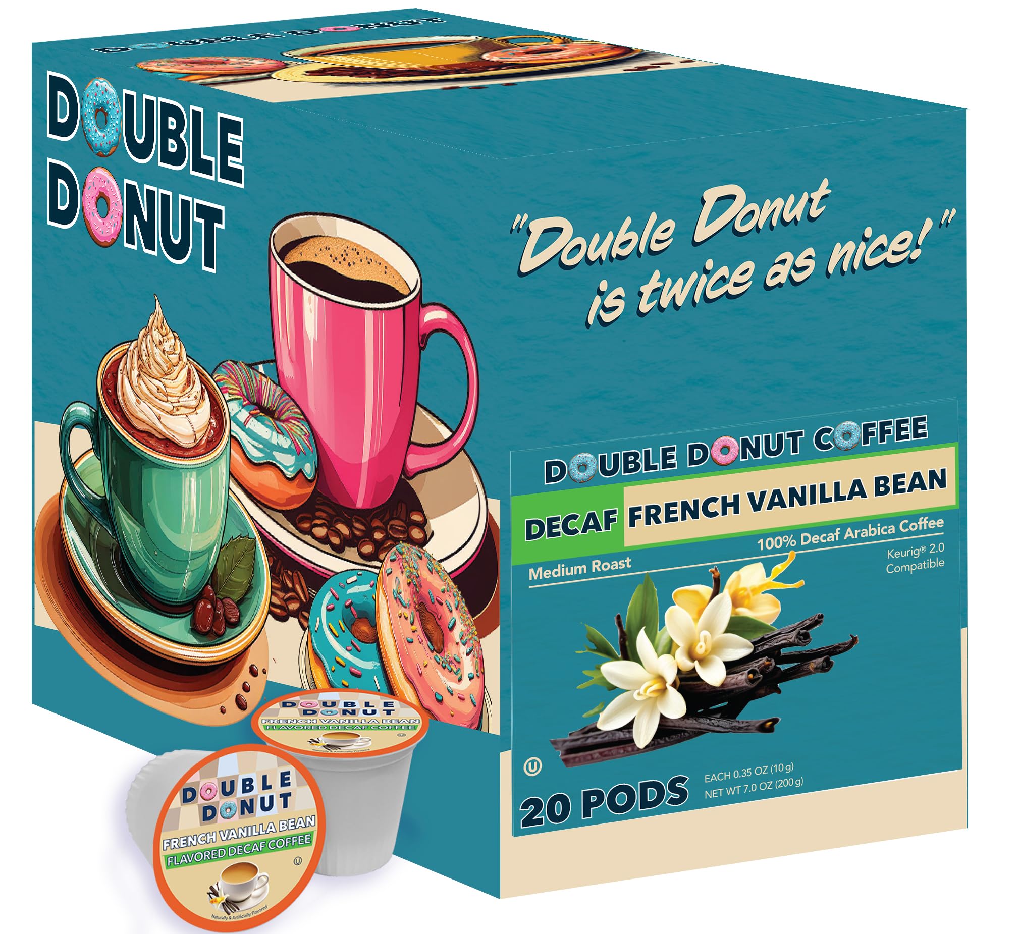 Double Donut Coffee Keurig cup in cup, showcasing quick single-serve convenience for home or work.
