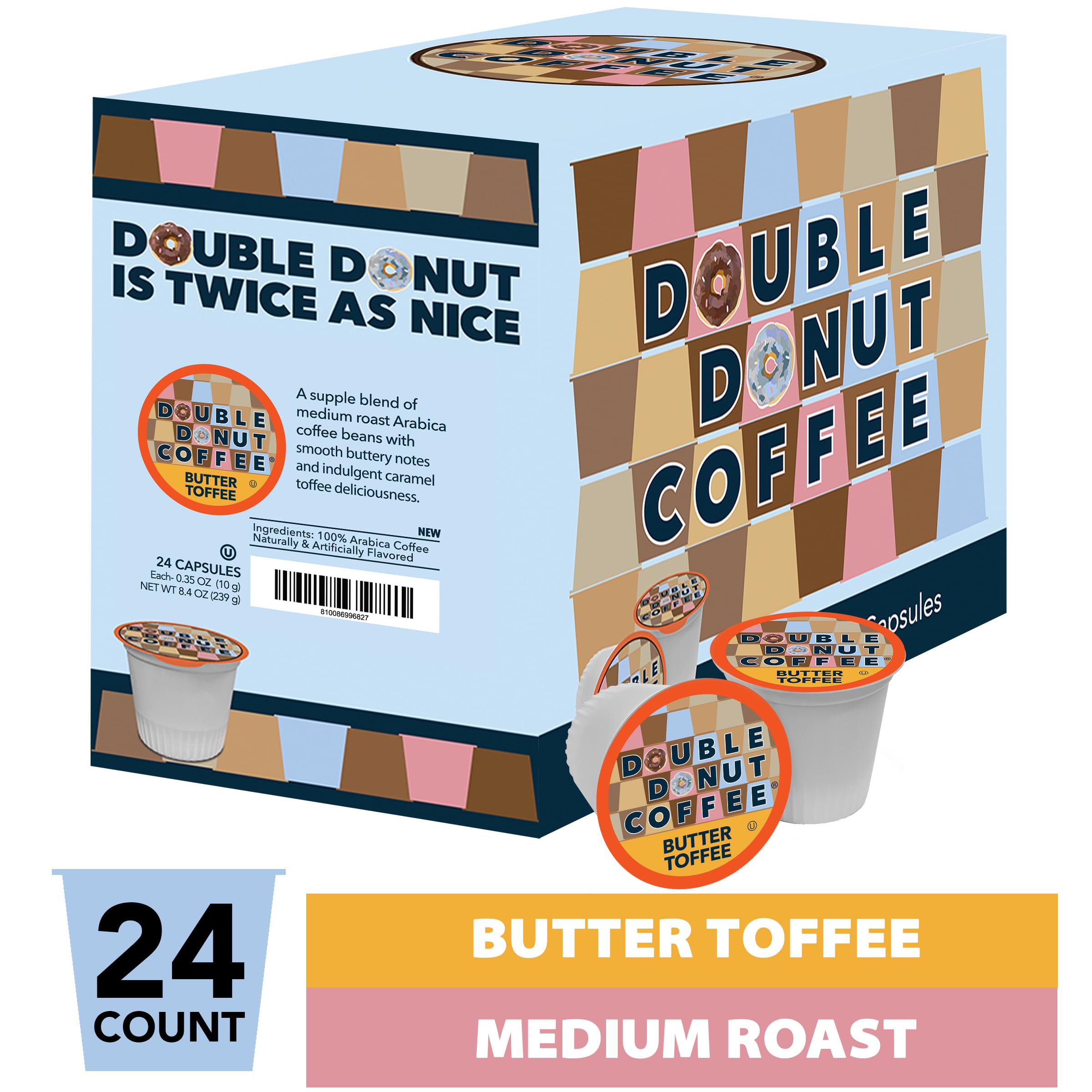 Double Donut Coffee medium roast cup offers balanced, inviting aroma.