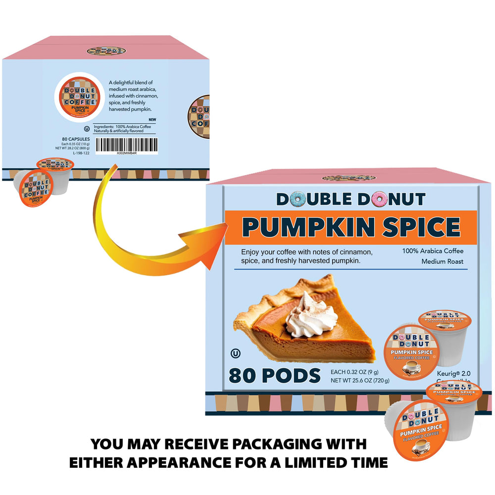 Double Donut Coffee pumpkin spice pods 80 count box adds value and pantry readiness