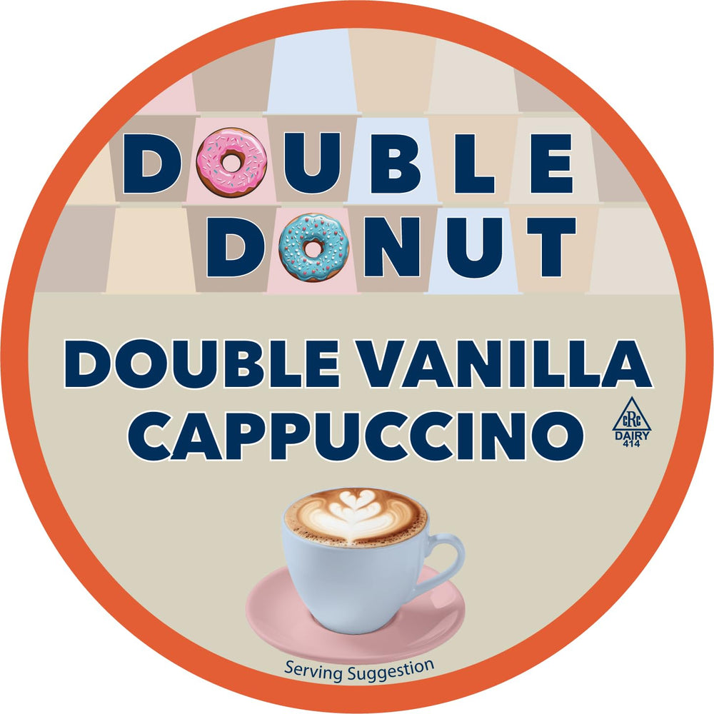 Closeup of Double Donut vanilla cappuccino pod