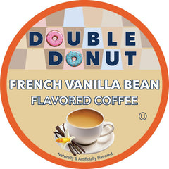 Double Donut Vanilla k-cup pods beside a mug, ready for a quick, smooth aroma.