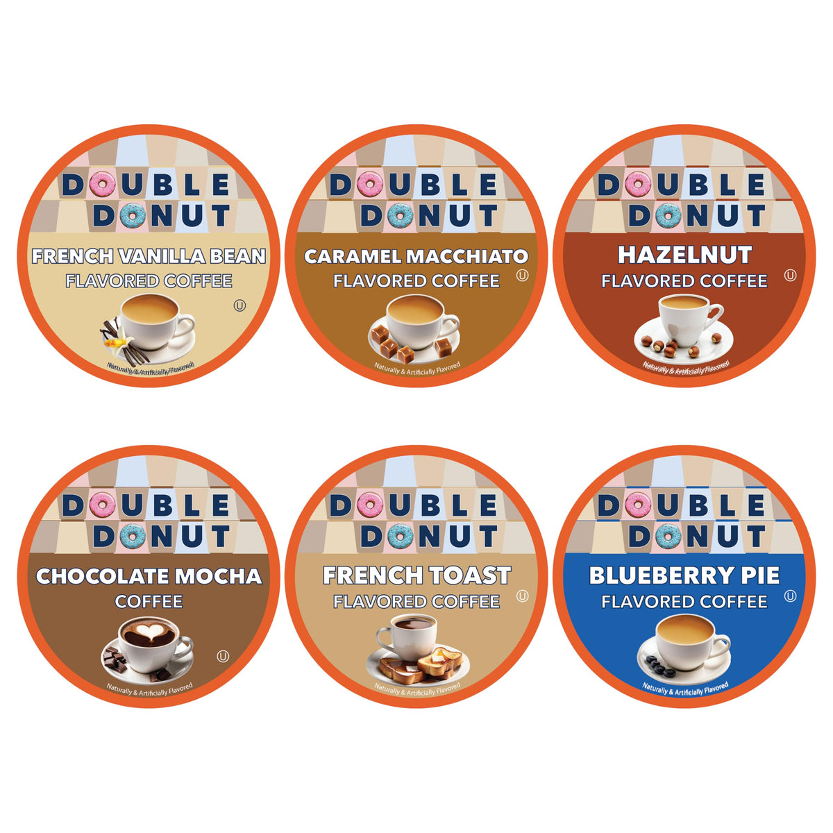 Double Donut Coffee variety pack box showing flavors for Keurig brews