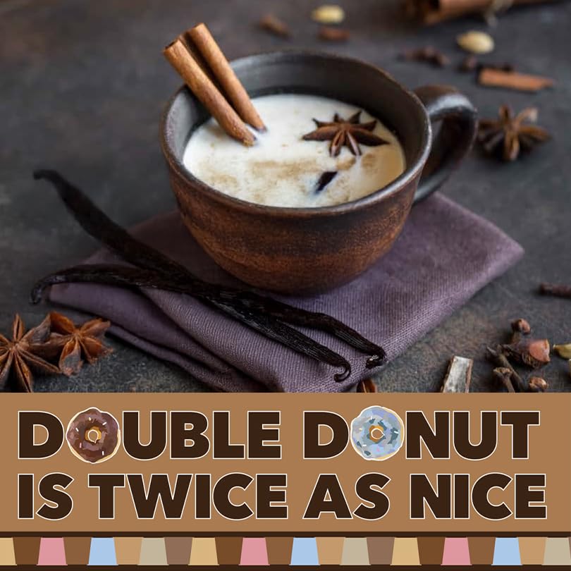 Close-up of Double Donut Vanilla Chai Latte Pods showing vanilla swirl