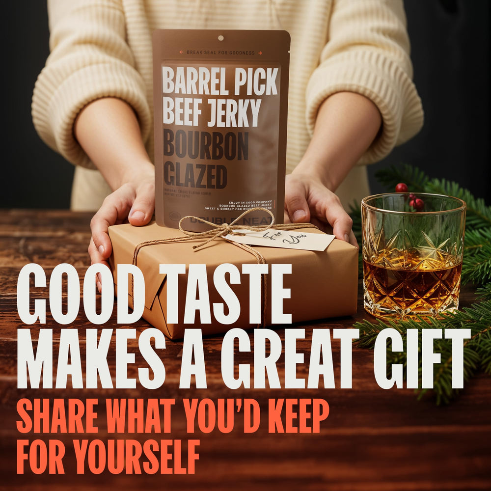Double Neat Two-Ounce Pack In Hand emphasizes portion-controlled protein for travel.