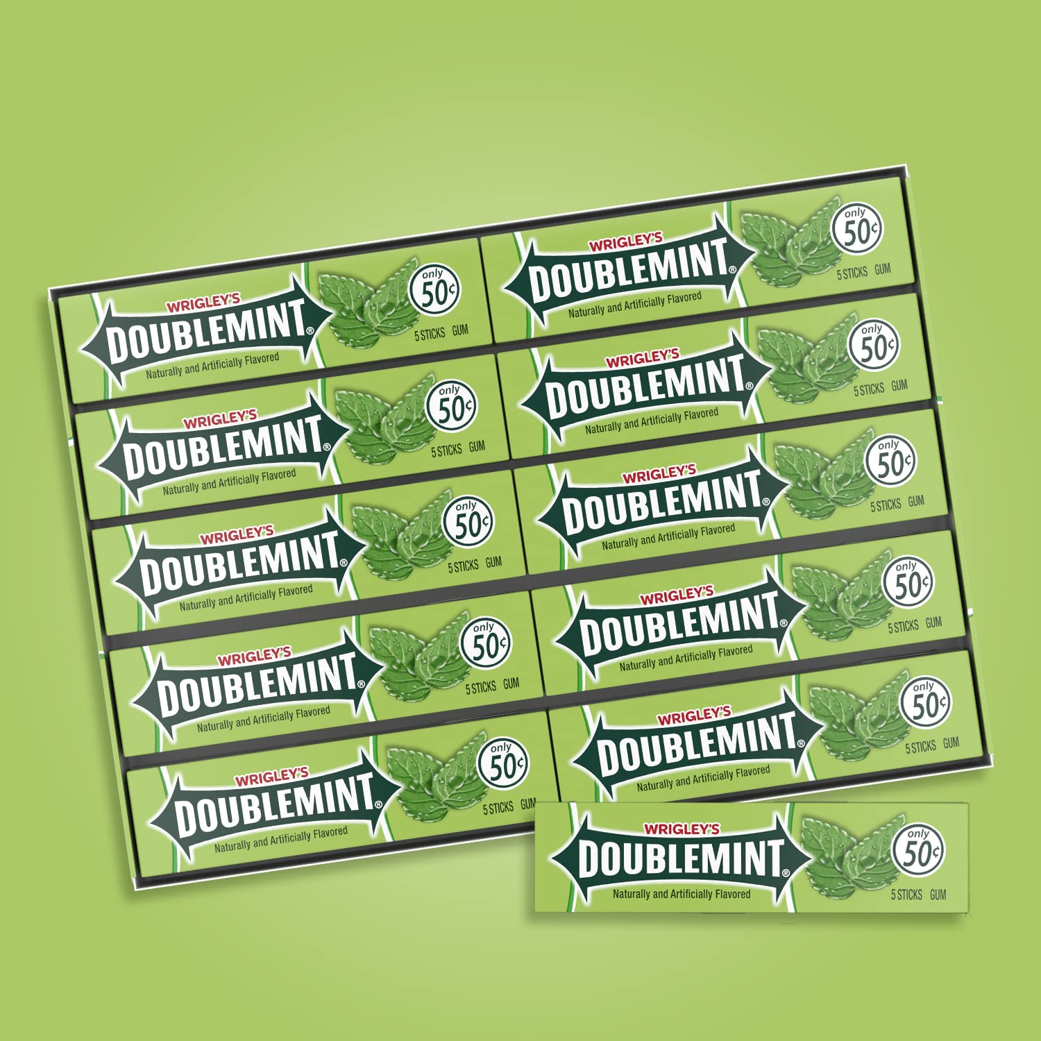 Office break time with Doublemint sticks for quick refreshment.