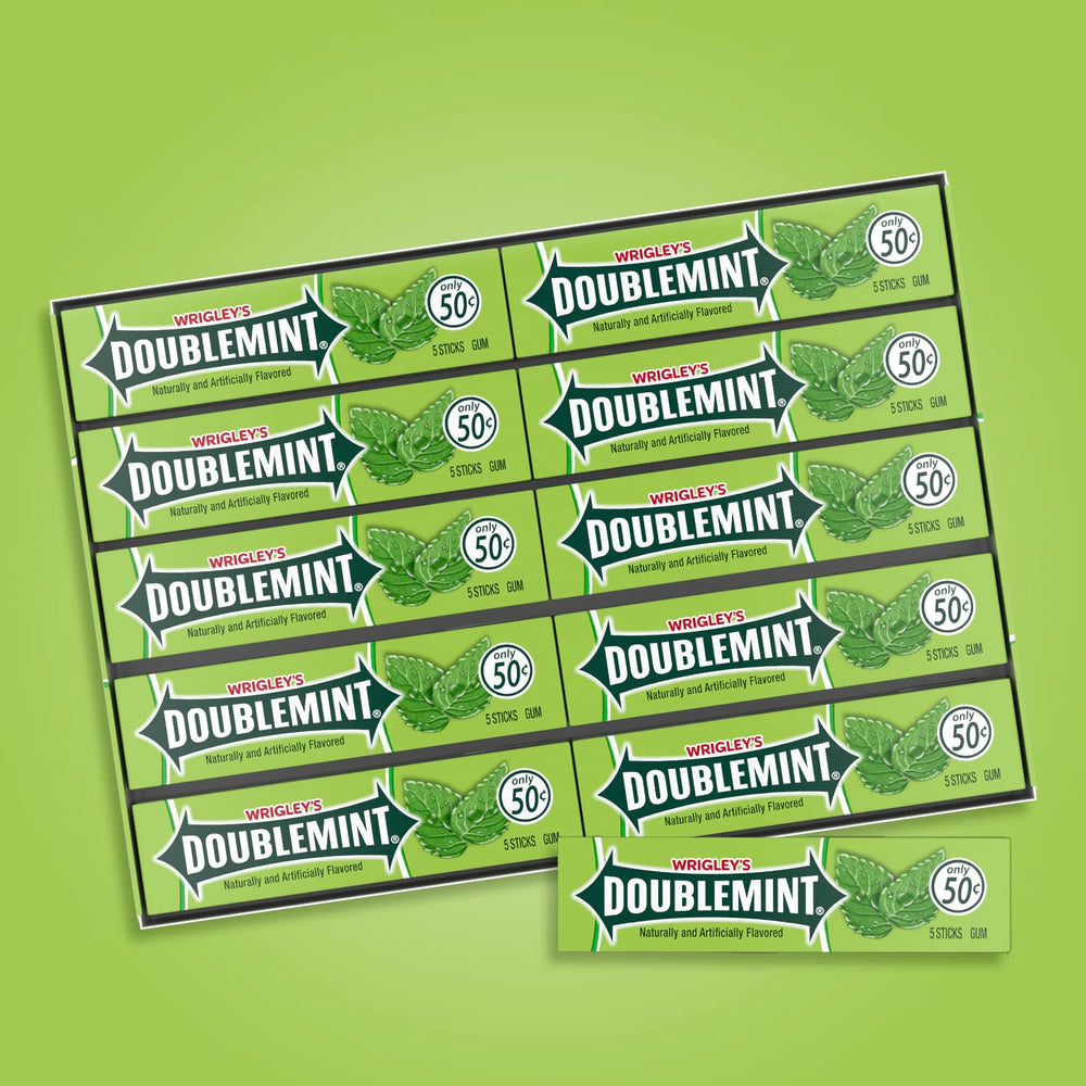 Office break time with Doublemint sticks for quick refreshment.