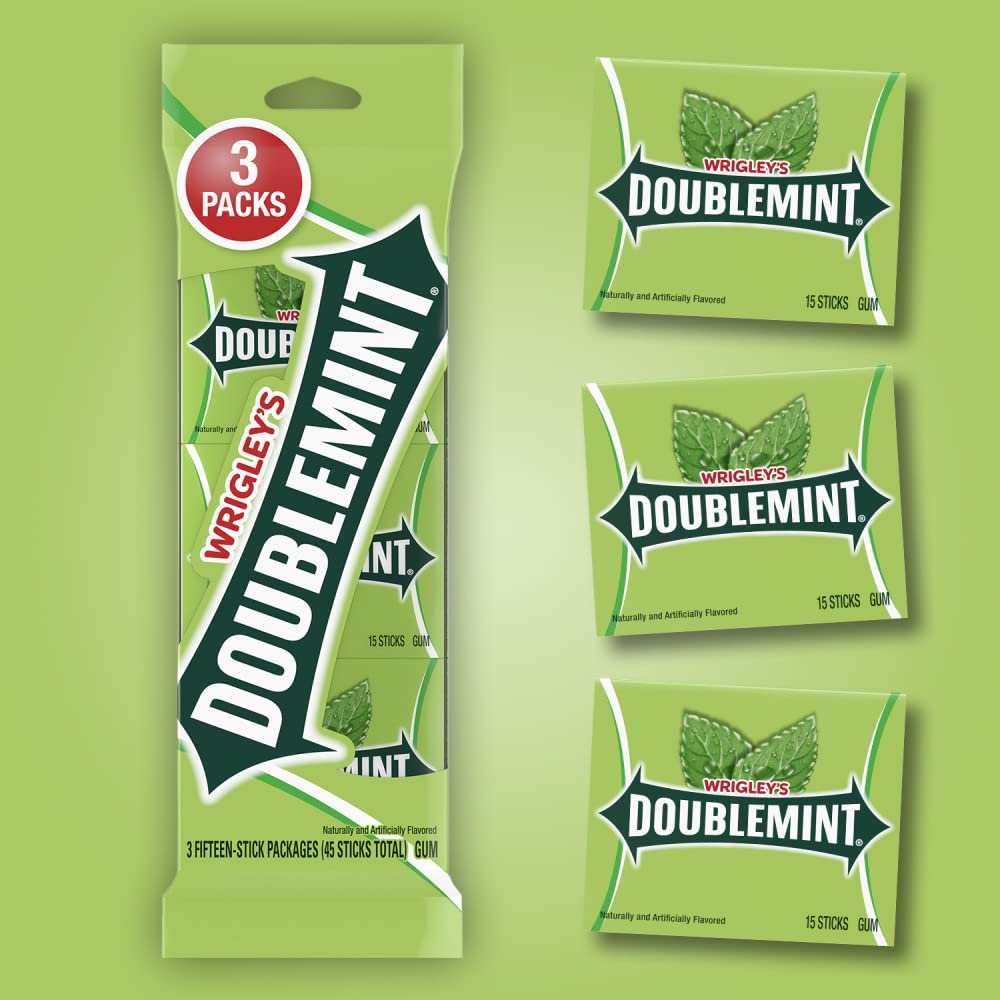 Individually wrapped Doublemint sticks preserve freshness for on-the-go chewing.